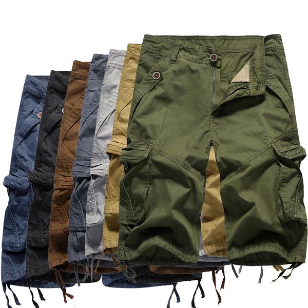 

2020 new camouflage cargo shorts men multi-pocket tactical shorts mens cotton casual male short pants streetwear, Black
