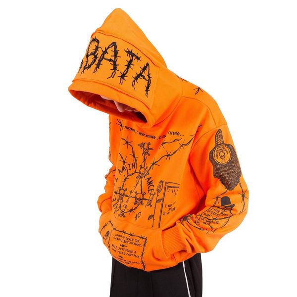 

orange embroidery hooded hoodies mens black graffiti skull print hoodie and sweatshirt man women 2019 hip hop urban clothing