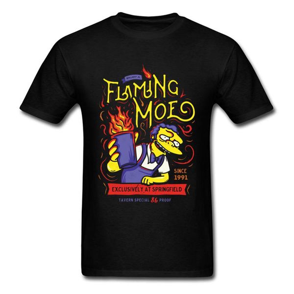 

90s flaming moe t shirt men tshirt комиксы одежда черный tee мультфильм tshirt смешные топы хлопок streetwear, White;black
