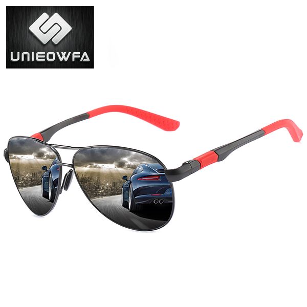 

unieowfa male red sports sunglasses men hd polarized uv400 driving sun glasses for men pilot polaroid shades for new, White;black