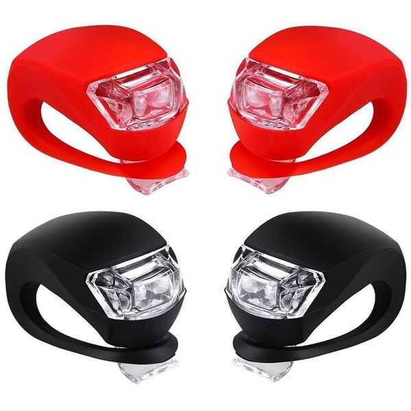 

bike light headlight lamp 4 x mini lamps led bike lamps waterproof silicone for safety, red / black