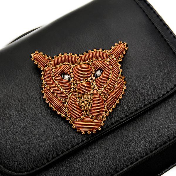 

gugutree india silk embroidery tiger patch animal cartoon patches badges applique patches for clothing sk-33, Black