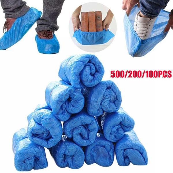 

100-500pcs plastic disposable shoes cover universal dustproof waterproof mud-proof outdoor rain cleaning boot cover, White;pink