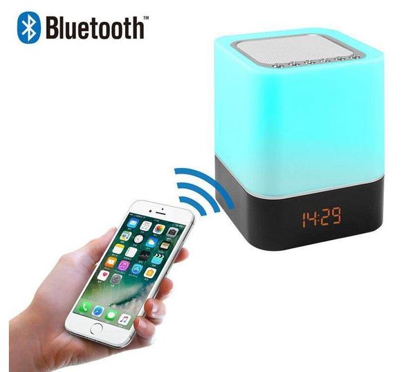 

brand new wireless bluetooth speaker with touch-control bedside lamp table alarm clock bluetooth with changing led night light