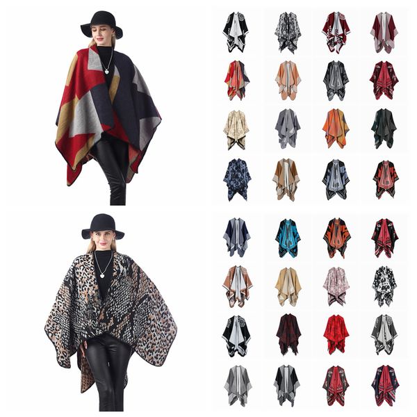 

women scarf cardigan 130*150cm patchwork poncho cape spring and autumn warm blanket cloak wrap shawl outwear coat ljja3180, Black