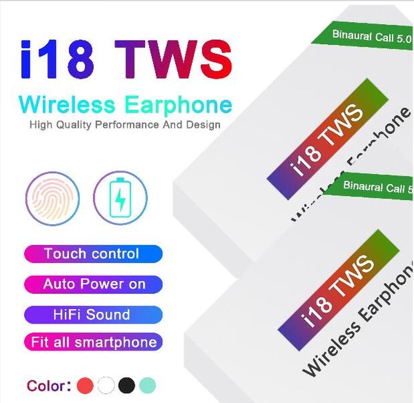 

i18 TWS Сенсорного 5.0 беспроводного Bluetooth наушников с всплывающим окном стерео наушн