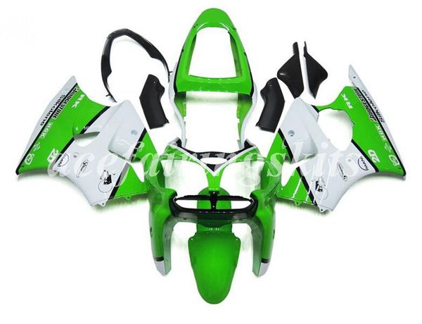 

4gifts new abs motorcycle full fairings set fit for kawasaki ninja zx-6r 2000 2001 2002 00 01 02 636 zx6r bodywork set green white