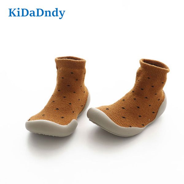 

kidadndy 1 pair cotton non slip baby shoes with rubber sole warm villus soft sole baby toddler sock shoes for winter so500