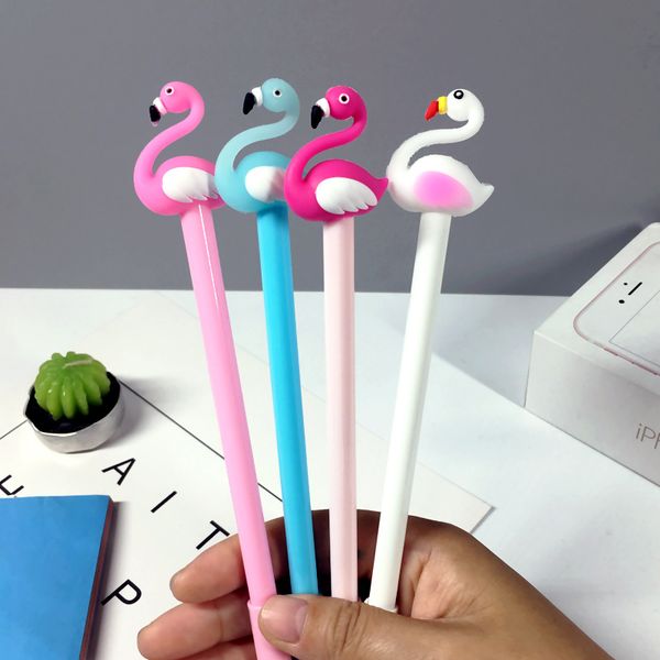 

4 pcs/lot cute silicone flamingo gel pen creative girls lovely neutral pen for school writing kids novelty gift school supplies