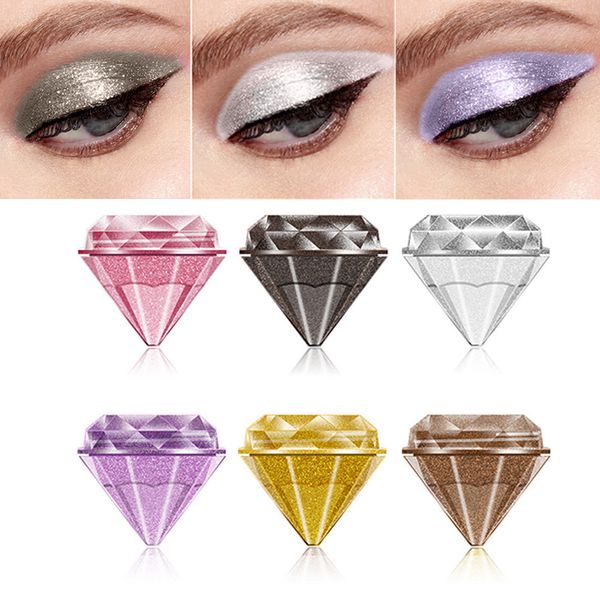 

6 colors creamy diamond single eyeshadow palette metallic glitter eye shadow gel shimmer highlighter glow long-lasting cosmetics