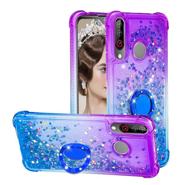 

for iphone 11 pro xs max xr x 8 7 6 lg stylo 5 4 gradient shockproof quicksand soft tpu cases finger metal ring liquid holder cover luxury