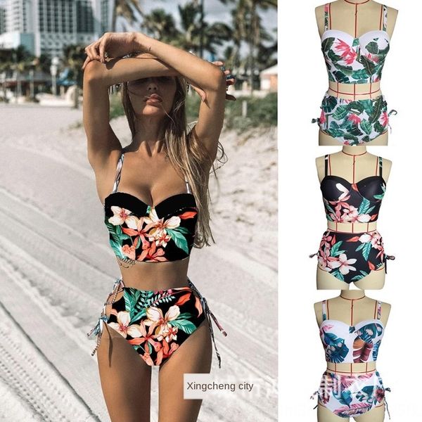 

2020 high waist hard bag split printed 2020 high waist hard bag split swimsuit printed swimsuit, White;black