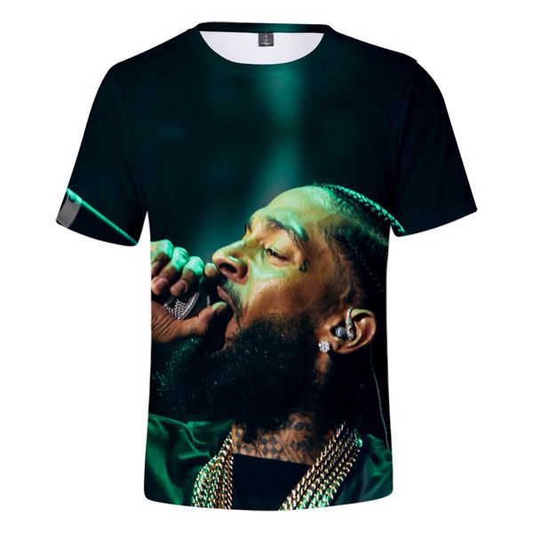 

men/women sleeve nipsey t hussle short print shirt harajuku cool hop short rapper t shirt streetwear hussle hip nipsey fcvov, Black