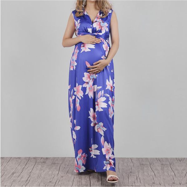 

vetement femme women maternity pregnancy clothes dress short sleeve pregnant maternity dress floral print sundress beach, White