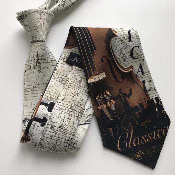 

2020 unique men necktie music party ties mozart, Black;blue