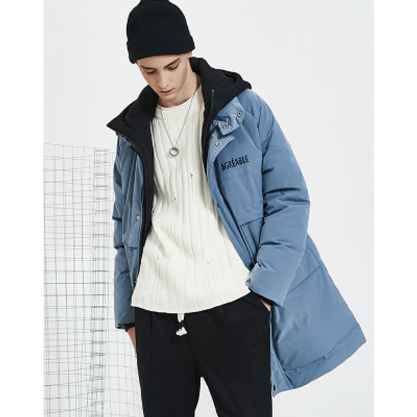 

mens designer long down coat fashion letters embroidery jackets hiphop stars niche brand windproof clothes for winter for wholesale 2019 new, Black
