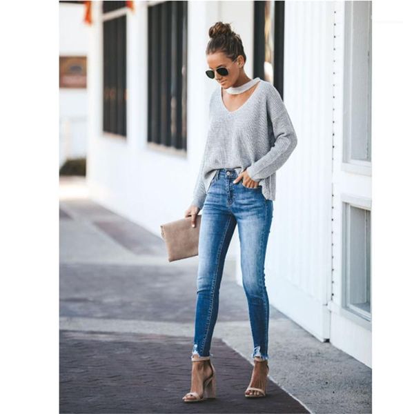 

casual tassel pants womens denim blue jeans womens skinny pencil pants female