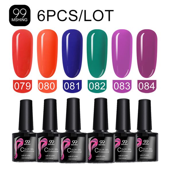 

mshing99 nail art diy uv gel nail polish colors 79-84 6pcs gel varnish lacquer soak off organic odorless enamels, Red;pink