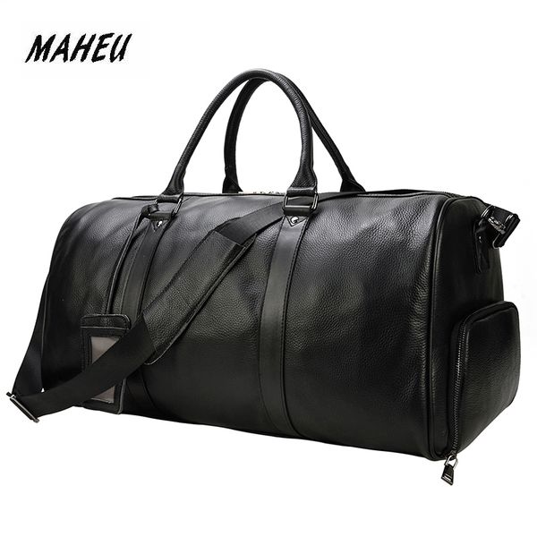 

maheu hand carry luggage for men cabin bag male duffle bag men travel handbag duffle large black pure leather