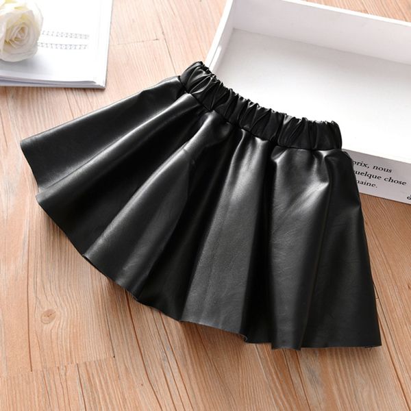 

girls skirts new fashion pu faux leather elastic waist baby girl tutu skirt autumn black kids short skirt solid clothes