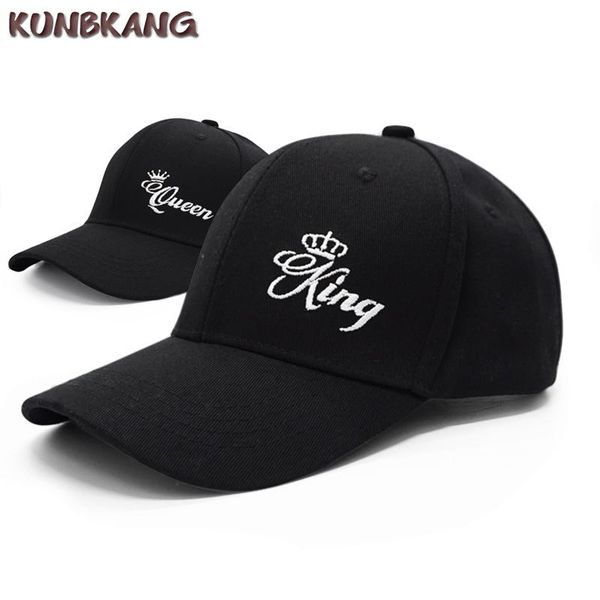 

2019 king queen baseball cap embroidery letter hip hop hat casquette men women dad bone summer couple lover casual snapback caps hmxqx, Black;white