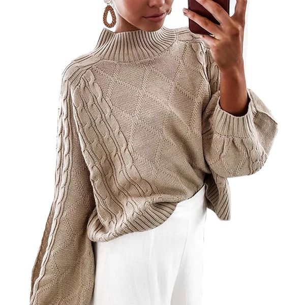 

autumn loose lantern sleeve pullover sweater harajuku streetwear winter turtleneck sweater women winter clothes women, White;black