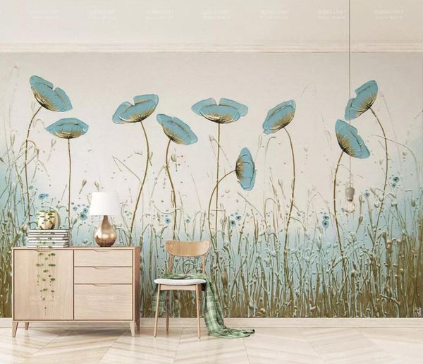 

self-adhesive] 3d row of blue flowers 15959893 wall paper mural wall print decal murals