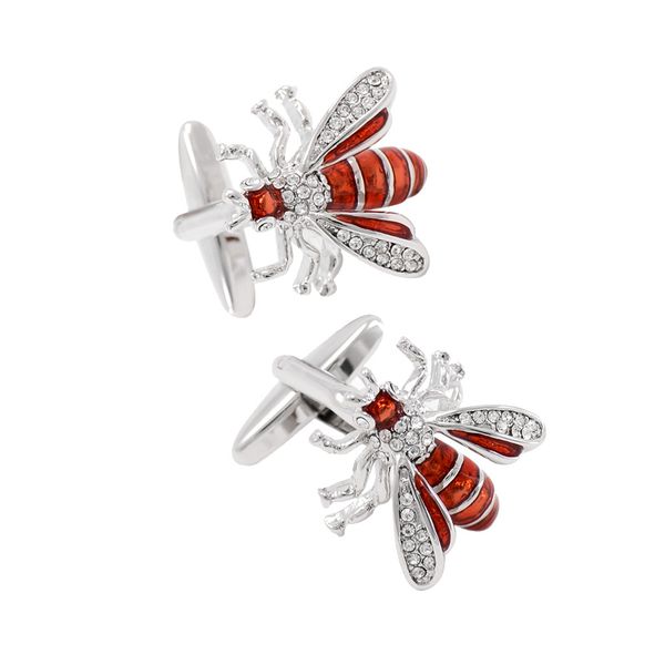 

luxury silver crystal rhinestone bee cuff links business mens cufflinks