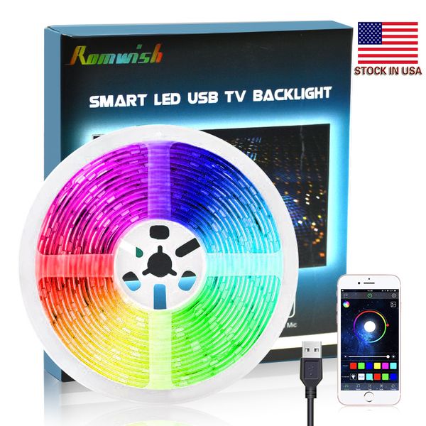 DIY 5050 RGB LED Strip Non impermeabile DC 5V USB LED Strisce luminose Nastro flessibile 50CM 3M Bluetooth APP Control per TV Sfondo