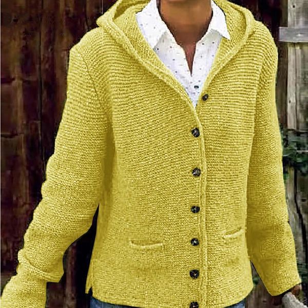 

wenyujh 2020 new single-breasted loose women sweater solid knitted fashion v-neck cardigan plus size hooded lady sweater top, White