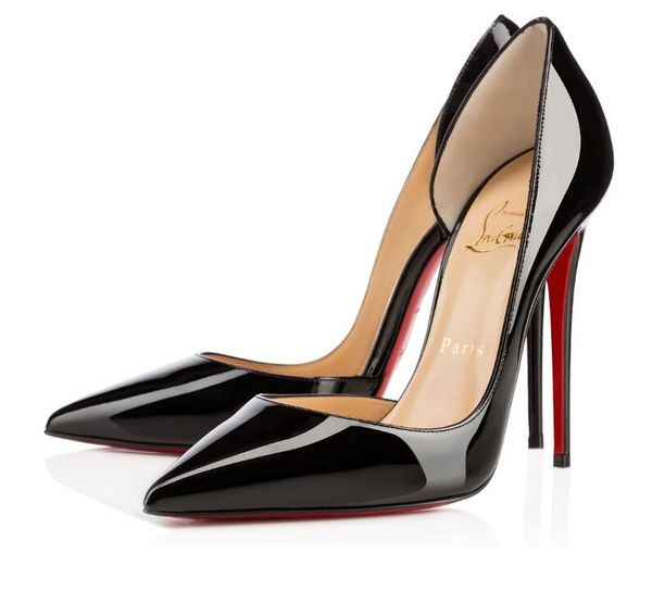 

Christian Louboutin CL Fashion pump patent leather high heel ladies wedding shoes pointed high heels sexy ladies high heels, sheepskin 34-42 h21