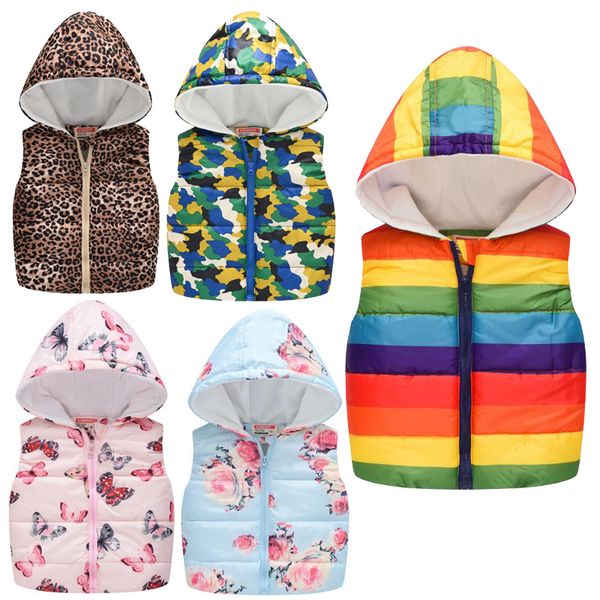 

31 styles kids waistcoat baby snowsuit boys girls floral winter outwear outfits hoodies clothes children designer cotton vest jacket d083b, Camo