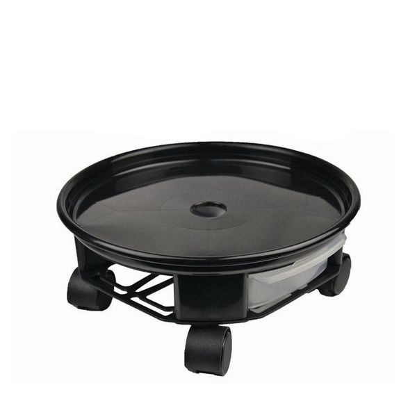 

adeeing natural resin round plant trolley with caster wheels and water drawer