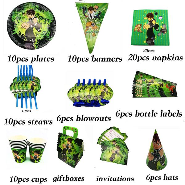 

ben 10 theme party decorations baby shower party supplies ben 10 theme plates cups napkins banners blowouts