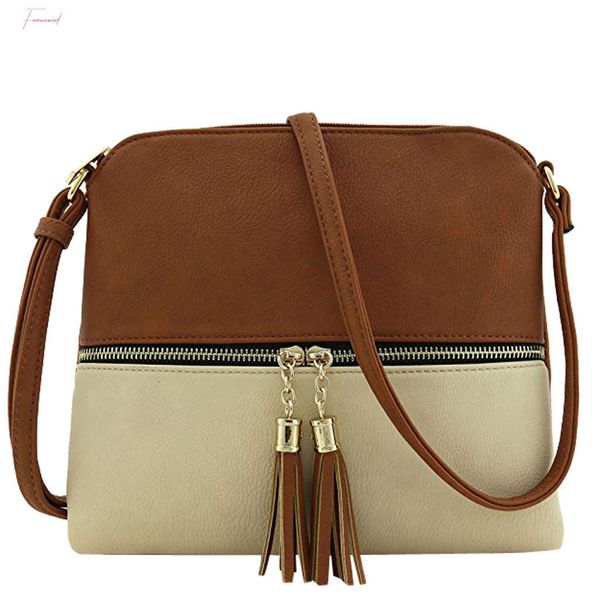 

women messenger bag leather tassel ladies shoulder bag girls hit color crossbody bag for women 2020 bolsa feminina drop ship 25