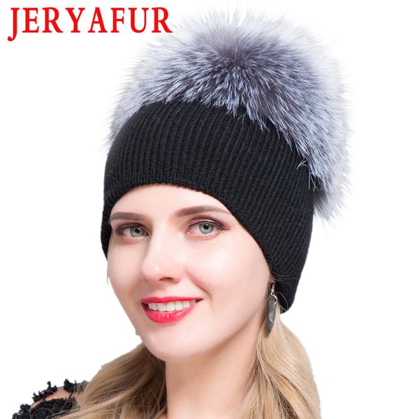 

jeryafur русская осень зима faba bean шапка, мужская и женская шерсть трикотажные головные уборы, досуг шляпа и енот мех лыжная шапка, Blue;gray