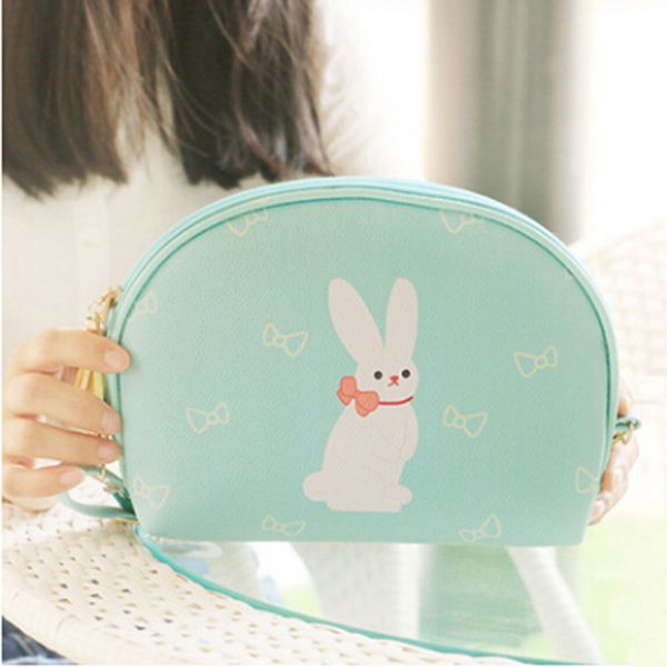 

new portable travel women cosmetic bag fashion cute cartoon animal prints tassel small makeup bag pouch organizer toiletry