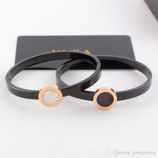 

new fahion big bvl brand bangle shell round cake for love women factory wholesale 18k gold plated size 17cm sell jewelry can carving log, Black