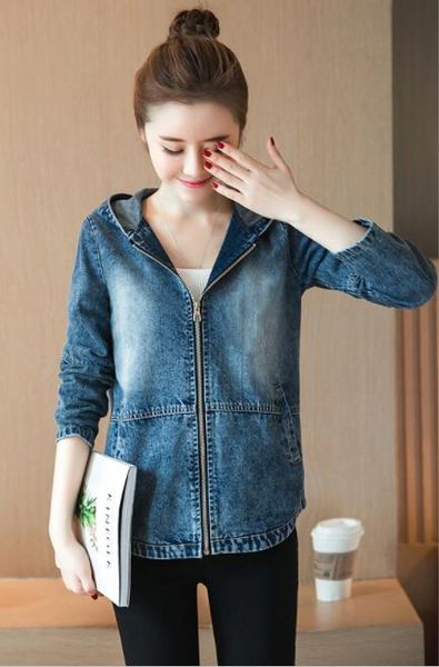 

women's jackets female denim jacket ladies' base coat spring autumn ladies 2021 retro long sleeve hooded cowboy casual, Black;brown