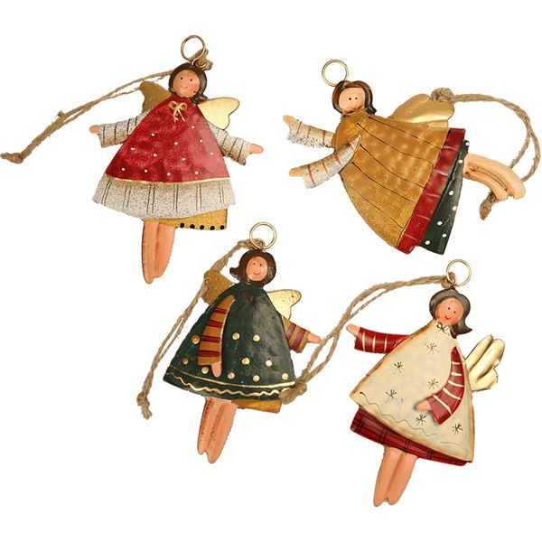 

new 4pcs/set christmas angel girl pendants christmas tree metal cute doll ornament diy party hanging pendant wall decor