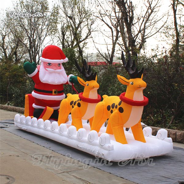 Decorações de Natal ao ar livre 6m comprimento Papai Noel inflável sentado em um trenó com renas para decoração de Natal