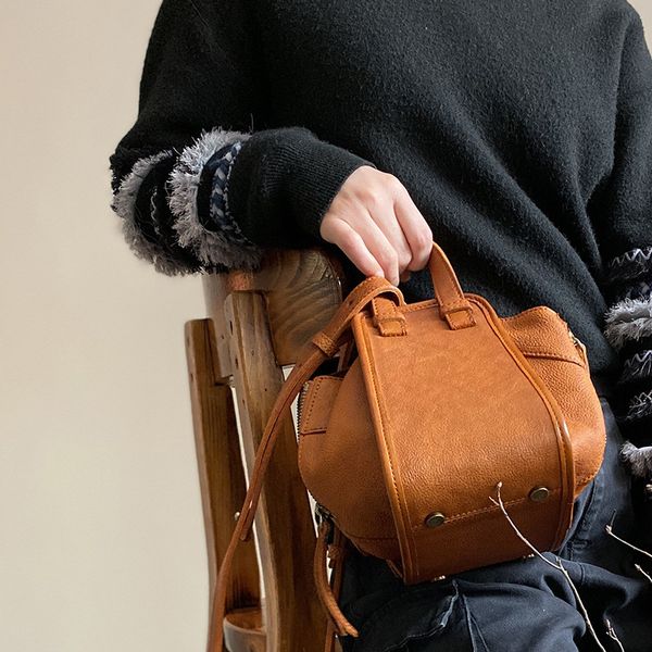 

genuine leather hammock bag genuine leather vintage handmade bag single shoulder sling fashion bucket