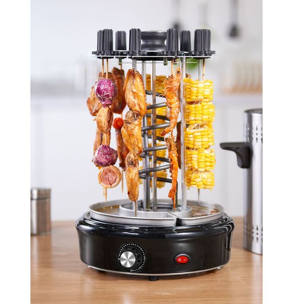 

camp kitchen 1200w electric grill home smokeless automatic rotating barbecue skewers kebabs machine
