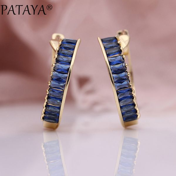 

pataya new square colorful natural zirconia dangle earrings fashion women party jewelry girls gift classic big circle earring, Silver