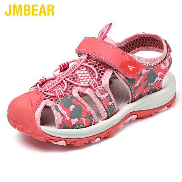 

sandals jmbear children's shoes summer fashion trend mesh breathable non-slip camouflage outdoor beach t66, Black;red