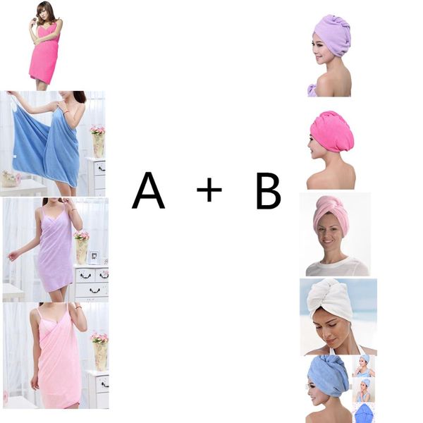 

2pcs набор полотенце для волос dry быстрый dryingtowel и женщины одеяния ванна носимого полотенце платье бразилия франция epacket