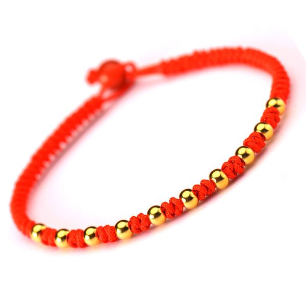 

fine authentic 24k yellow gold 10pcs 0.1g beads knitted bracelet 16.5cm length, Golden;silver