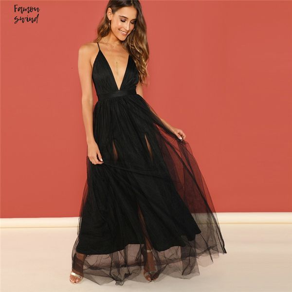 

ночь летние платья погружаясь шеи черный глубокий v шеи крест-накрест назад cami рукавов backless платье лета женщин sexy, Black;gray