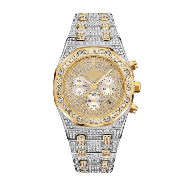 

new diamond luxury women lady watches fashion calendar men watches quartz wrist watches stainless steel men watch wholesale, Slivery;brown