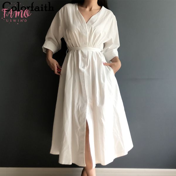 

new 2020 women dresses spring summer cotton linen legant ladies pleated long white dresses v neck empire lace up bow dr1086, Black;gray